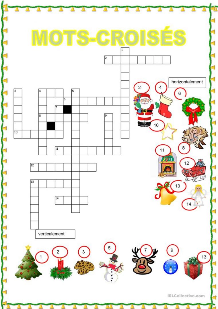 Mots Croisés – Noël – Français Fle Fiches Pedagogiques tout Mot Croisé En Anglais