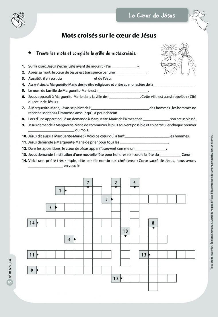 Mots Croisés Sur Le Coeur De Jésus – Catéchisme Emmanuel encequiconcerne Outils Mots Croises
