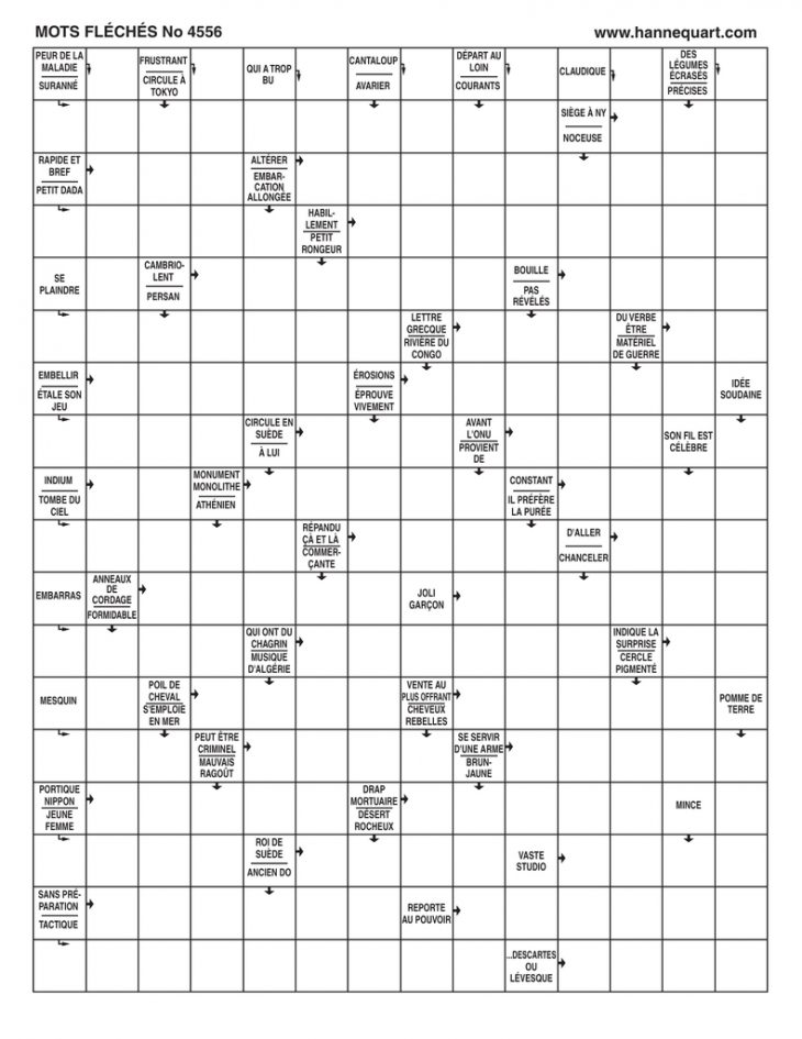 Mots Fléchés No 4556 .hannequart pour Mot Fleché