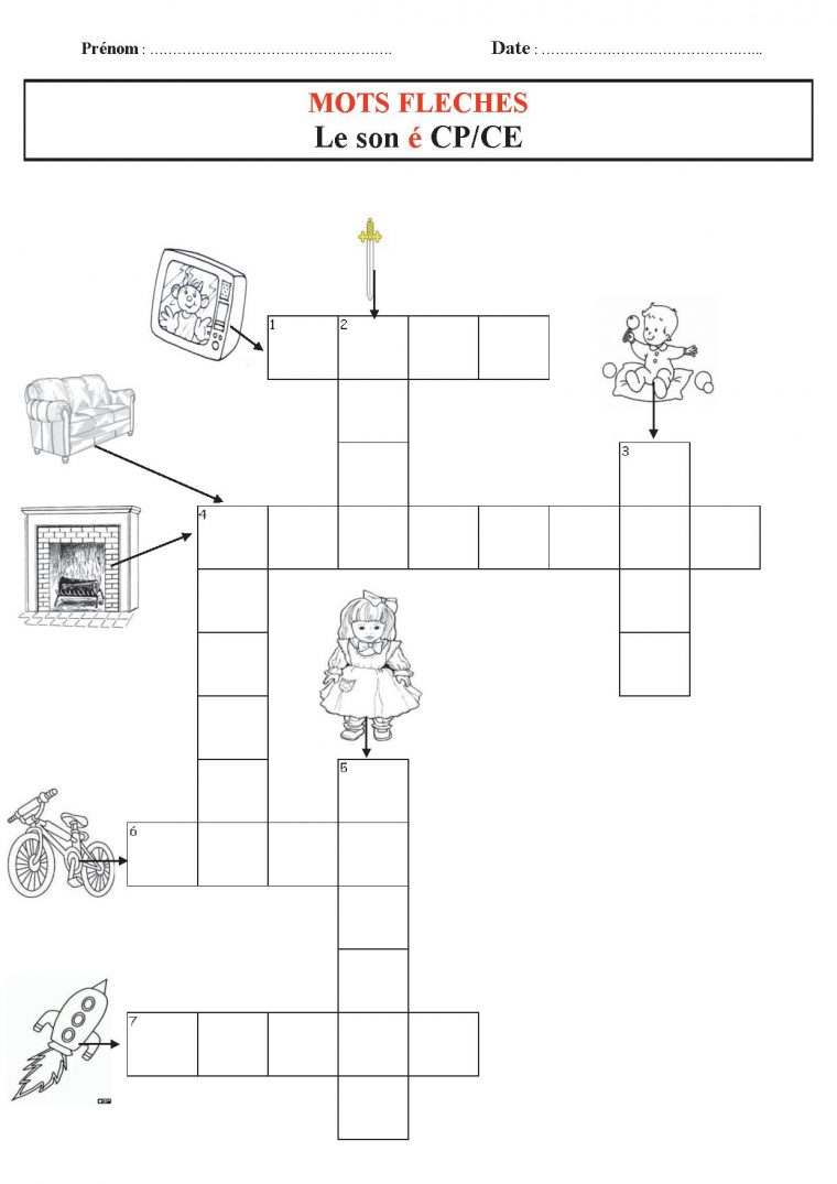 Mots Fléchés,sons Maternelle Et Cp, Ce1, Son É destiné Mot Fleches Enfant