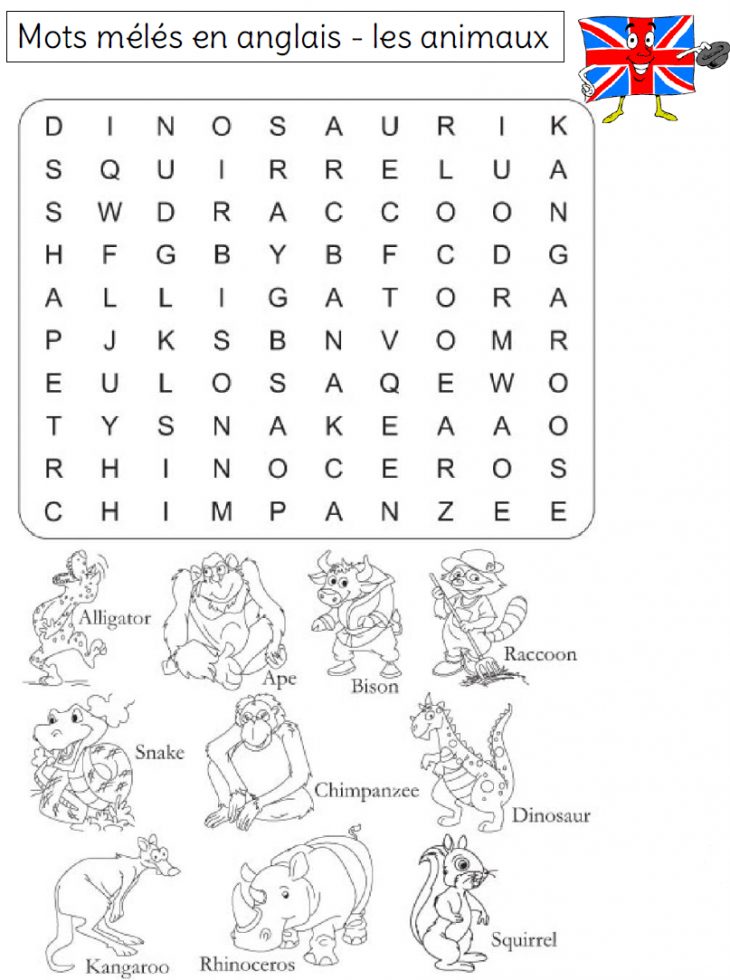 Mots Mélés Sur Le Vocabulaire En Anglais – L Ecole De Crevette intérieur Mots Mélés Imprimer Pdf