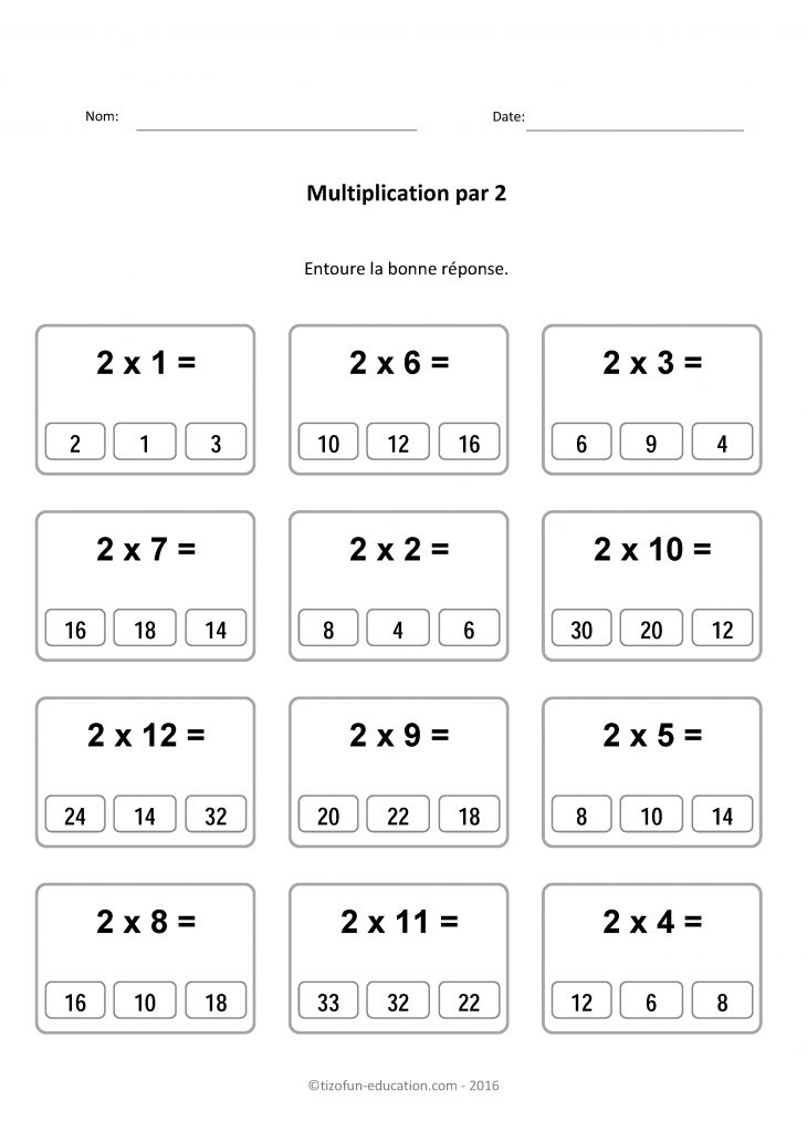 Multiplier Par 2 | Table De Multiplication, Multiplication dedans Exercice De Math A Imprimer