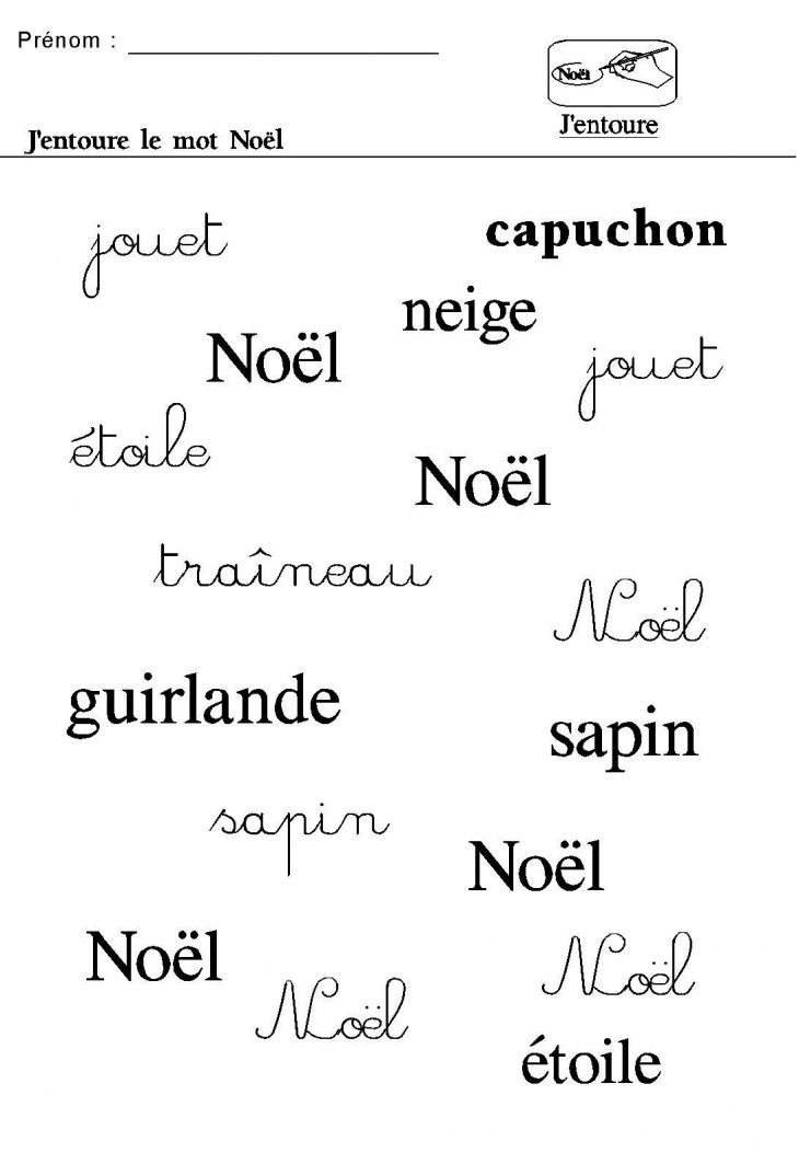 Noel En Maternelle Entourer Le Mot Noel Dans Les 3 Écritures avec Noel Maternelle Grande Section