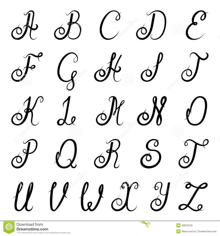 Noir D'alphabet De Calligraphie Illustration De Vecteur concernant Modele Calligraphie Alphabet Gratuit