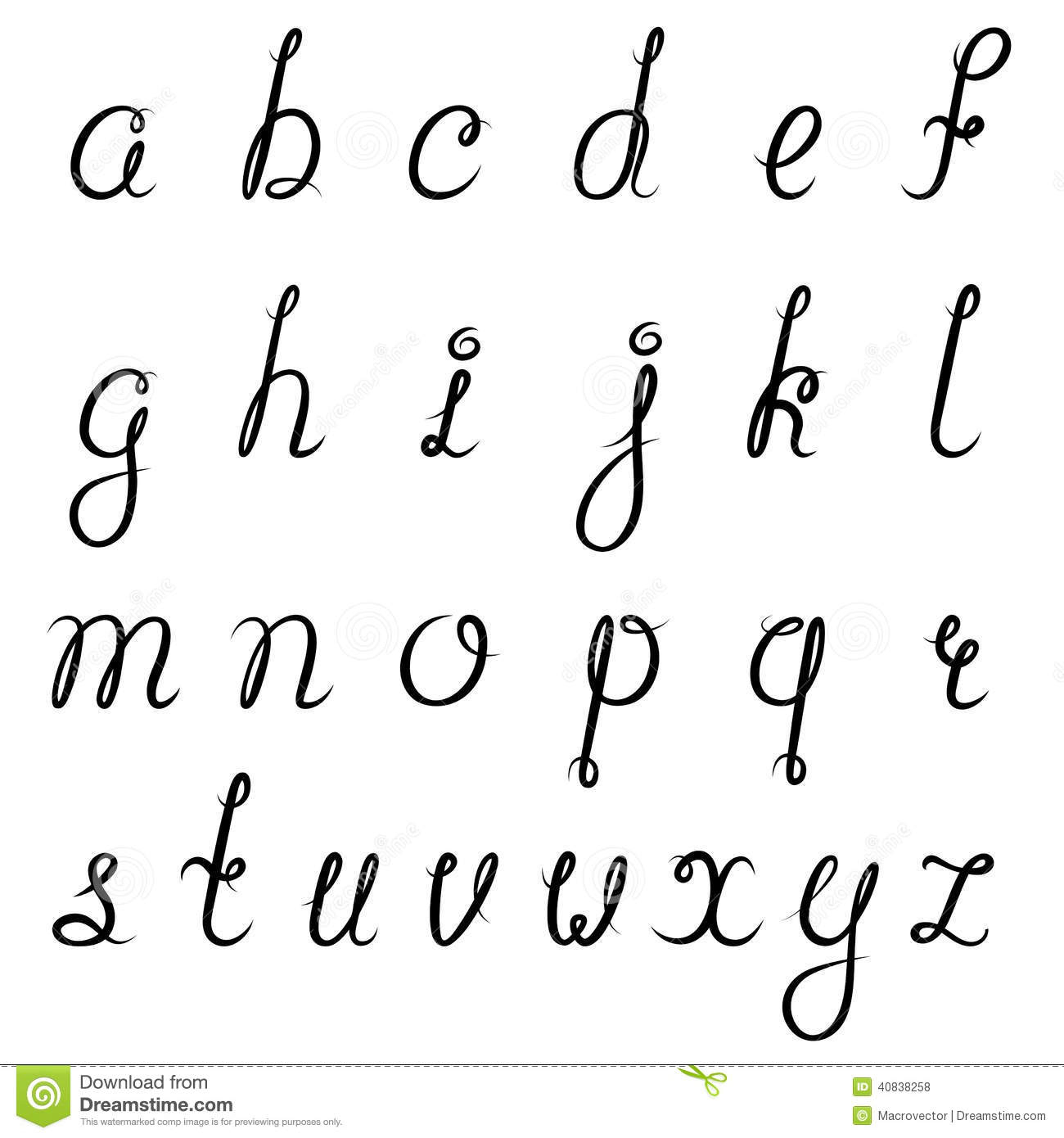 Noir D&amp;#039;alphabet De Calligraphie Illustration De Vecteur dedans Modele Calligraphie Alphabet Gratuit 