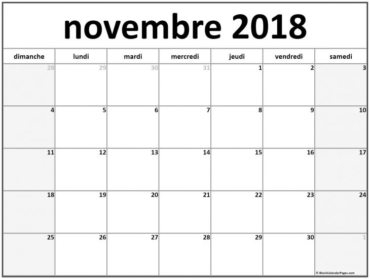 Novembre 2018 Calendrier Imprimable | Calendrier Gratuit à Calendrier A Imprimer 2018