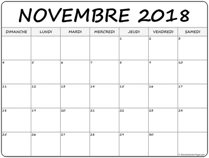 Novembre 2018 Calendrier Imprimable | Calendrier Gratuit concernant Calendrier A Imprimer 2018