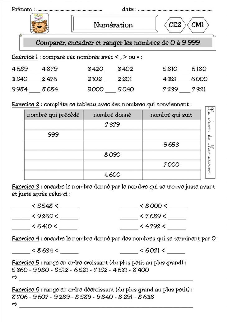 Numération Et Addition Ce2/cm1 – La Classe De Mamaicress destiné Exercices Maths Ce2 À Imprimer