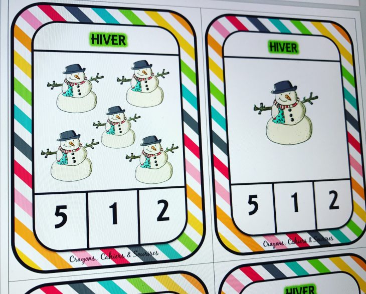 Numération Ms De 1 À 5 Sur Le Thème De L'hiver : Cartes À avec Activité Maternelle Hiver