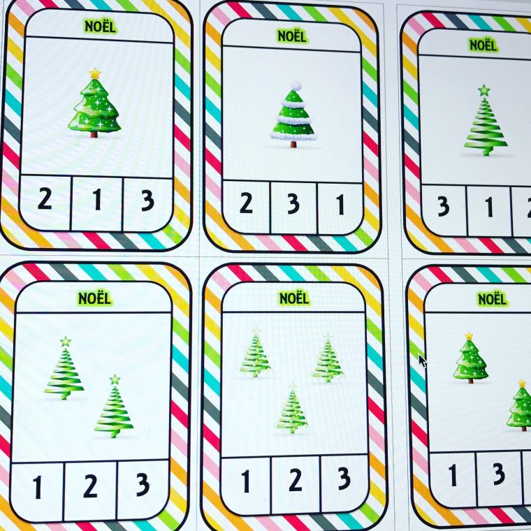 Numération Ps : Cartes À Compter De 1 À 3 Sur Le Thème De pour Jeu Noel Maternelle