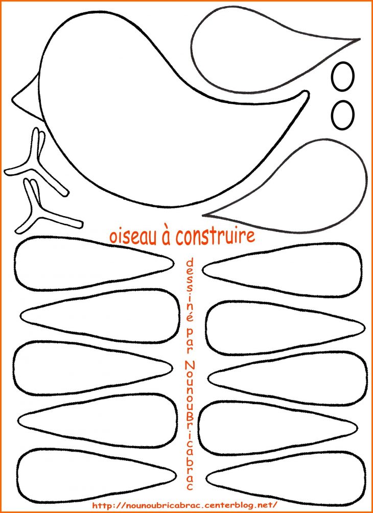 Oiseau *étape 1* Gabarit | Bricolage Printemps Maternelle intérieur Modèle Oiseau À Découper