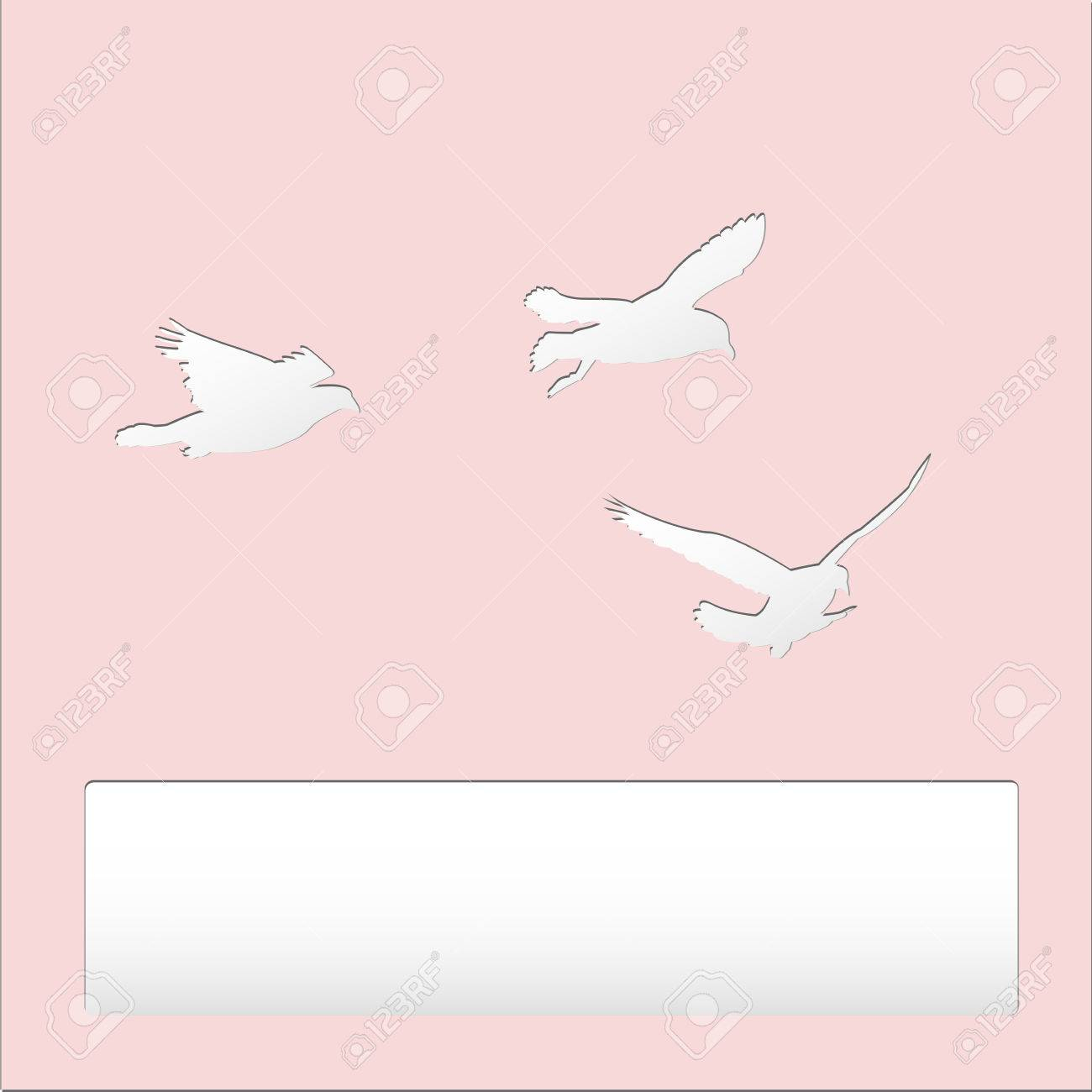 Oiseau Volant Sur Le Ciel Avec Des Nuages. Effet Découpé En Papier. Modèle  Pour Carte De Voeux. destiné Modèle Oiseau À Découper 