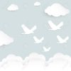 Oiseau Volant Sur Le Ciel Avec Des Nuages. Effet Découpé En Papier. Modèle  Pour Carte De Voeux. pour Modèle Oiseau À Découper