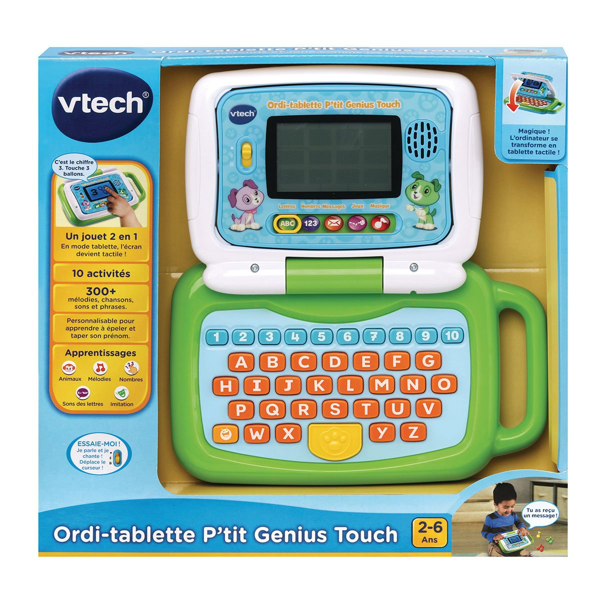 Ordi-Tablette P&amp;#039;tit Genius Touch Vert - Jeux Éducatifs - La serapportantà Ordinateur Educatif 3 Ans 