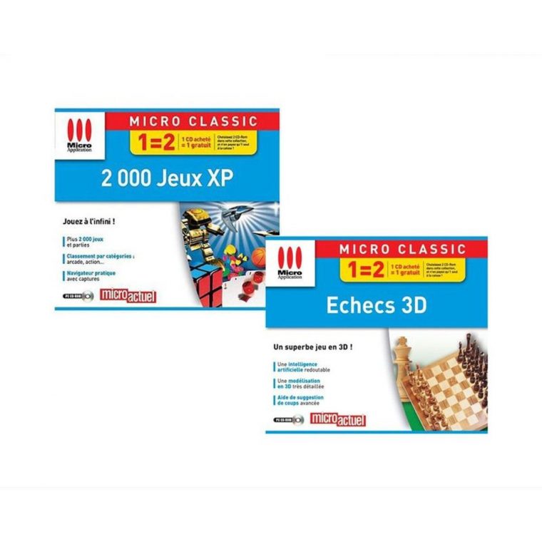 Pack 2 Logiciels – 2000 Jeux Xp + Echecs 3D – Pc – Taille avec Logiciel Jeux Pc