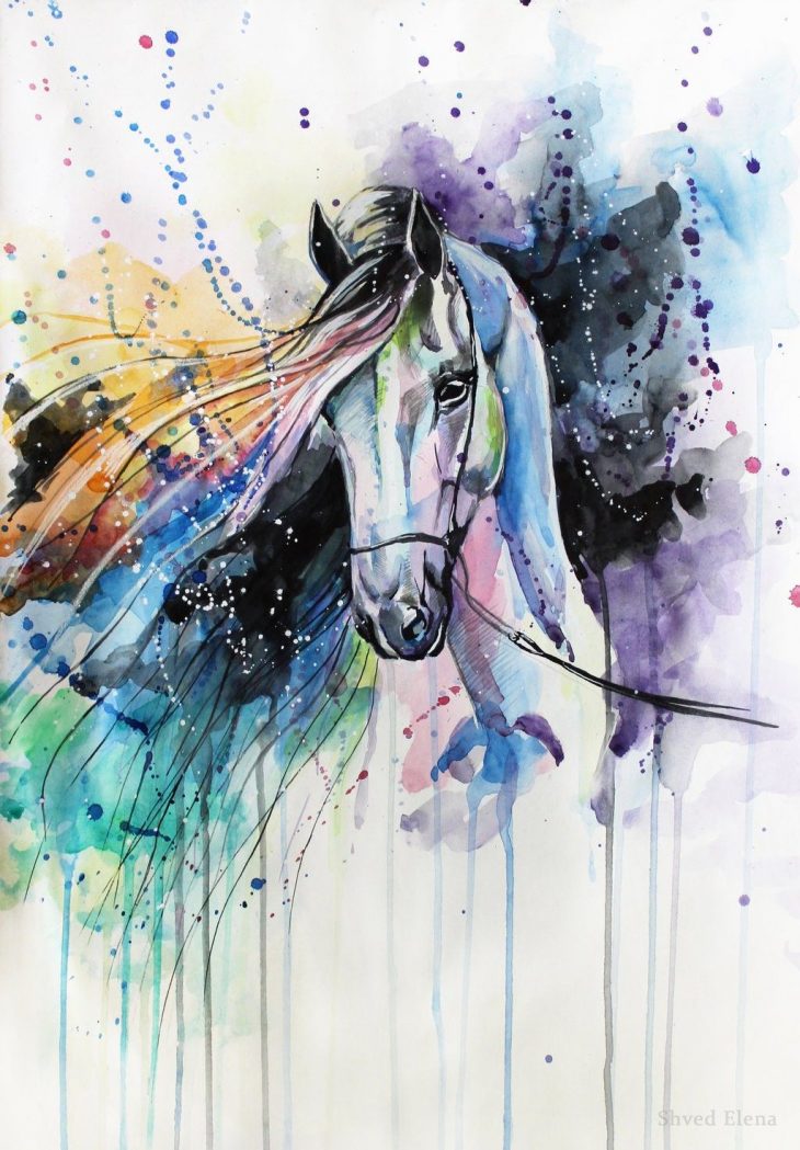 Painting] Elena Shved : Des Chevaux Hauts En Couleur pour Cheval Dessin Couleur