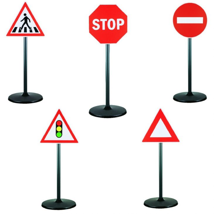 Panneau De Signalisation X 5 pour Jeux De Voiture Avec Feu Rouge