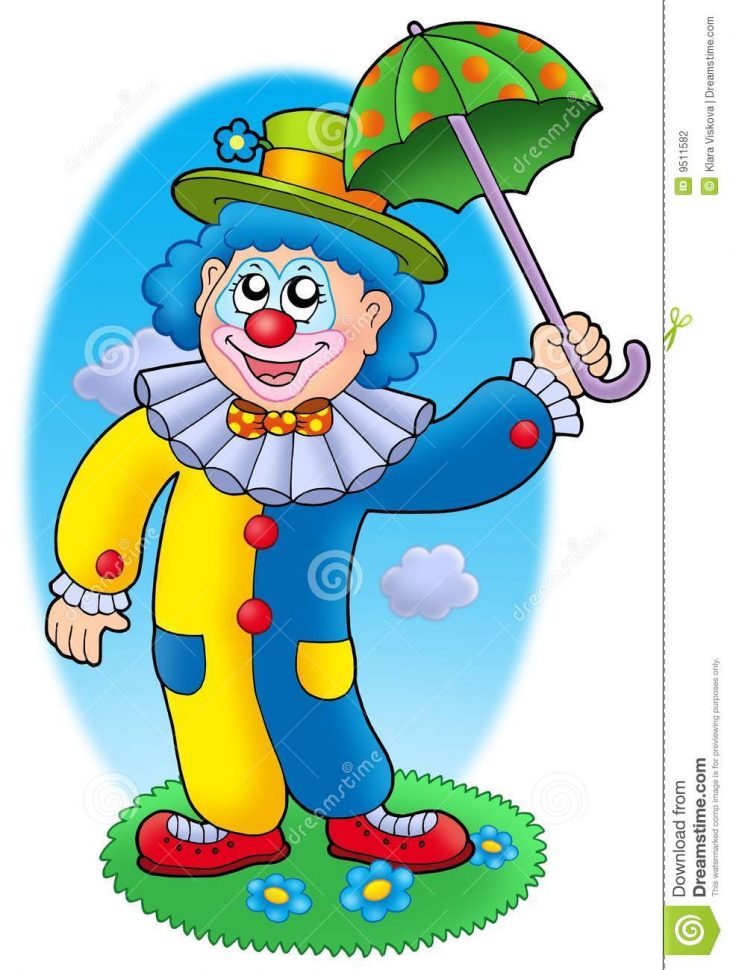 Parapluie De Fixation De Clown De Dessin Animé Illustration pour Dessin De Clown En Couleur