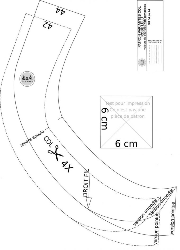 Patron Gratuit | Couture | Cols Robe Lulu Femme – A&a Patrons intérieur Lulu Impression