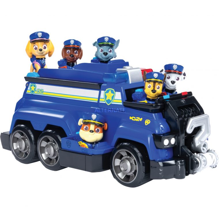 Paw Patrol, Total Team Rescue, Voiture De Police De Chase Avec 6 Chiots,  Pour Les Enfants À Partir De 3 Ans, Jeu Véhicule (Bleu, Blanc, Plastique, 3 encequiconcerne Jeux De Voiture Avec La Police