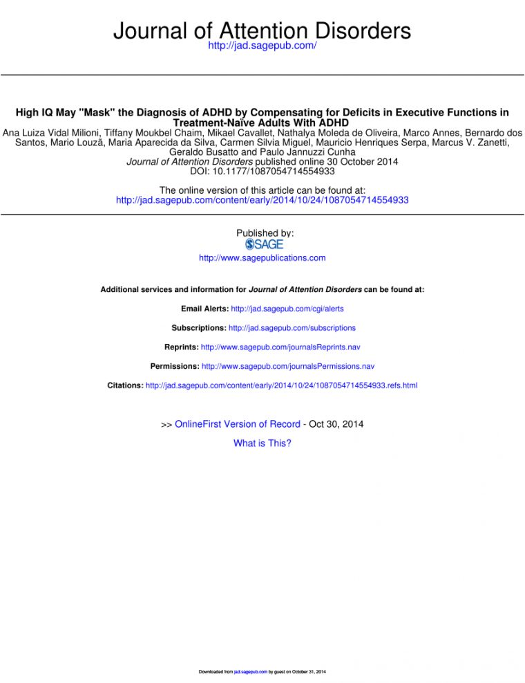 Pdf) High Iq May "mask" The Diagnosis Of Adhd By tout Qi Devine Le Mot