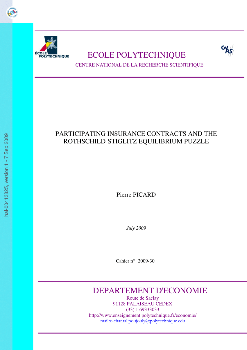 Pdf) Participating Insurance Contracts And The Rothschild pour Puzzle Departement 