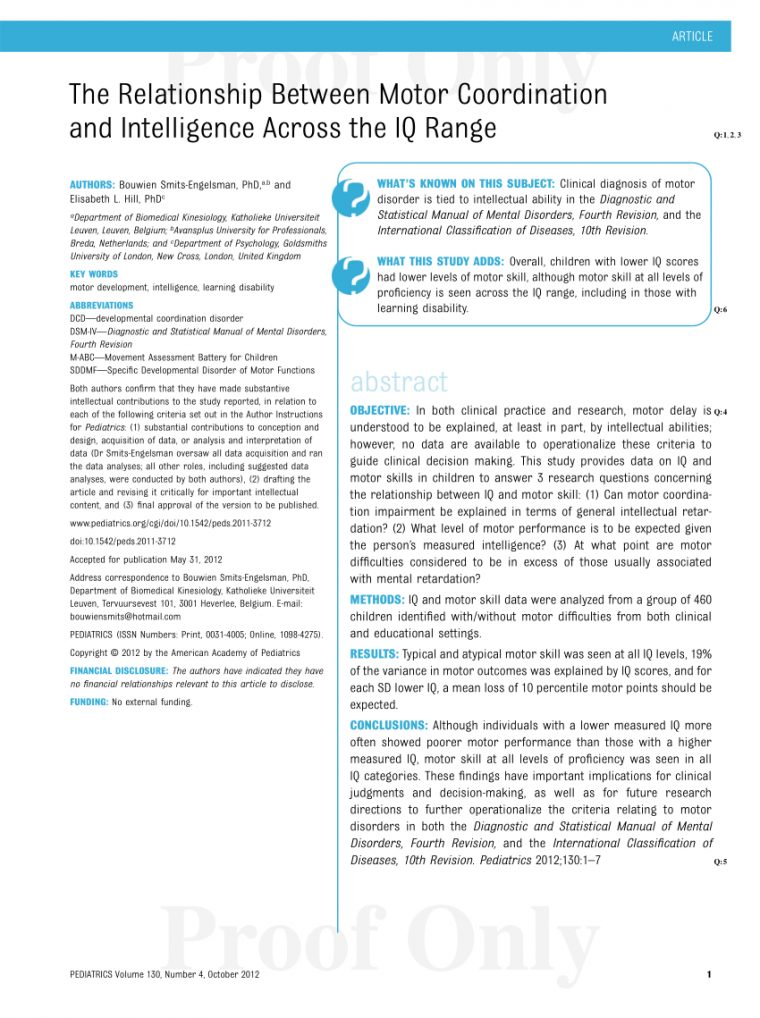 Pdf) The Relationship Between Motor Coordination And à Qi Devine Le Mot