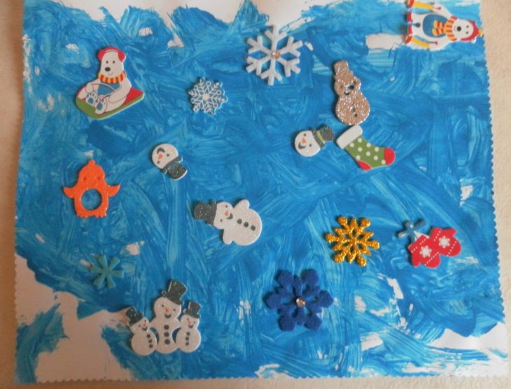 Peinture Et Gommettes Tableau Hiver – Assistante Maternelle intérieur Activité Maternelle Hiver