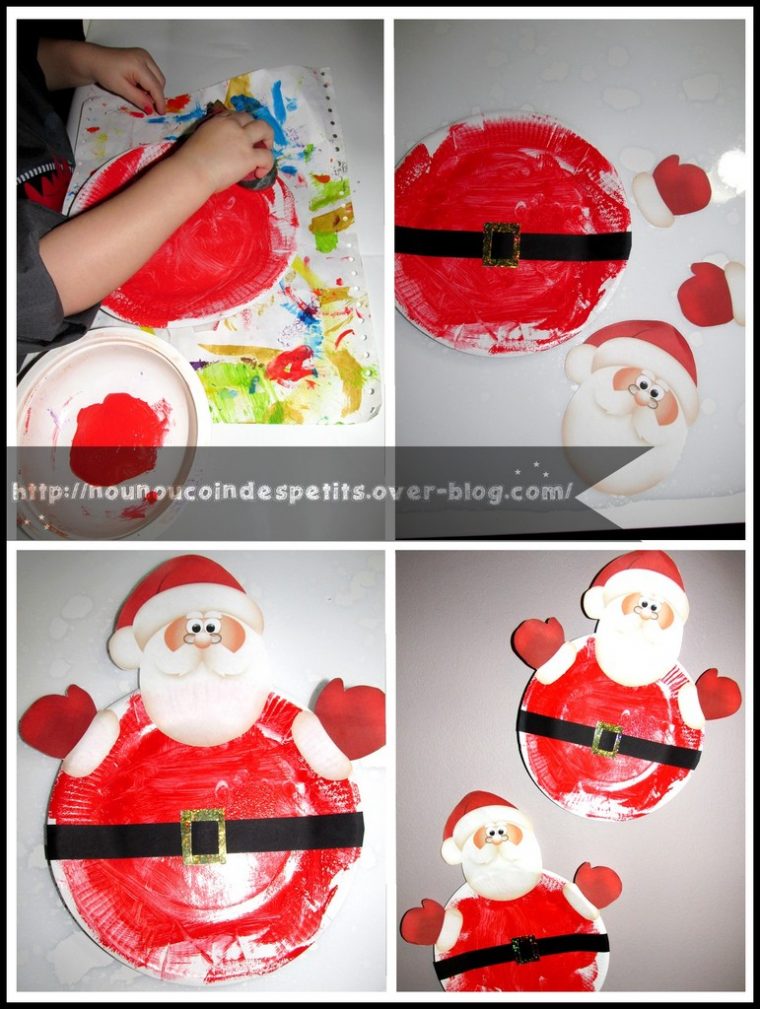 Père Noel ( Assiette En Carton ) – Le Blog De serapportantà Activité De Noel Maternelle