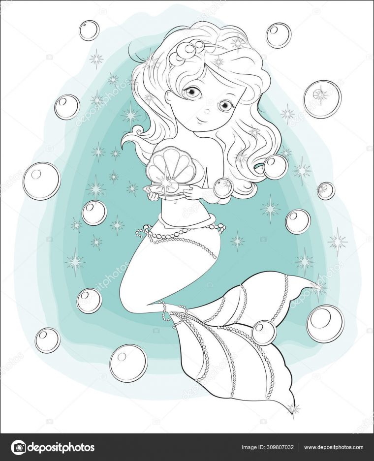 Petit Livre De Coloriage Sirène — Image Vectorielle Lollitta destiné Coloriage Princesse Sirene