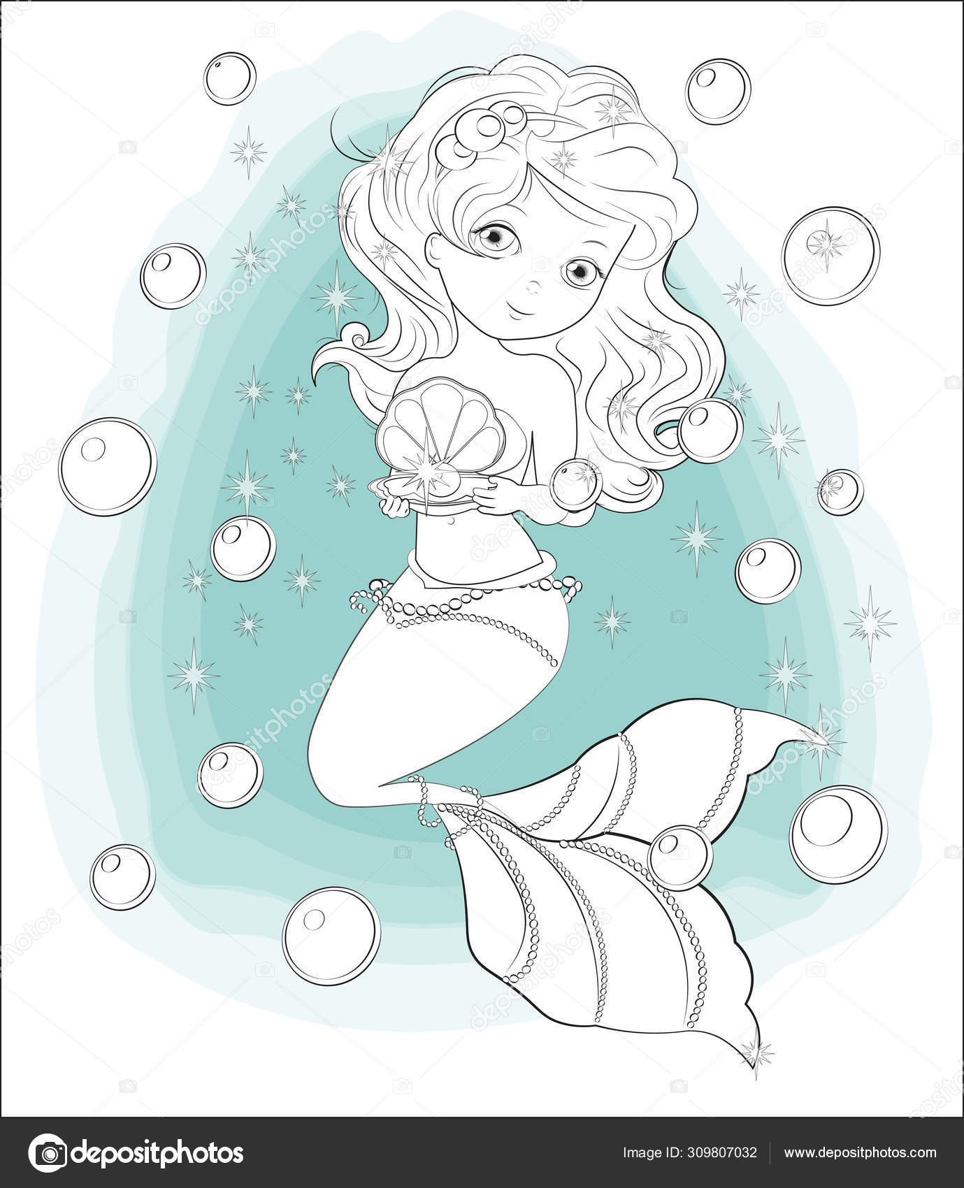 Petit Livre De Coloriage Sirène — Image Vectorielle Lollitta destiné Coloriage Princesse Sirene 