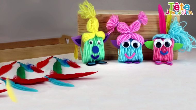 Petits Trolls En Laine Et En Carton serapportantà Travaux Manuels Printemps Maternelle