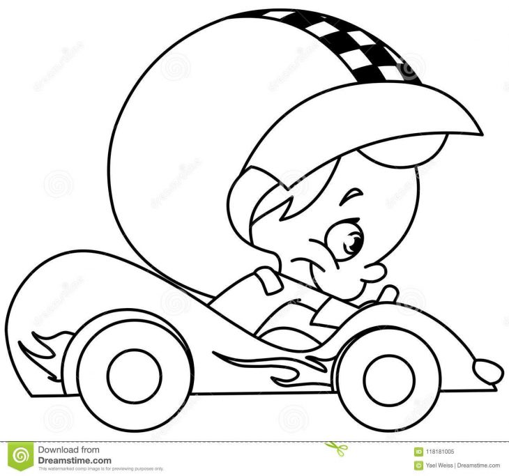 Pilote De Voiture De Course Décrit D'enfant Illustration De dedans Course De Voiture Pour Enfant