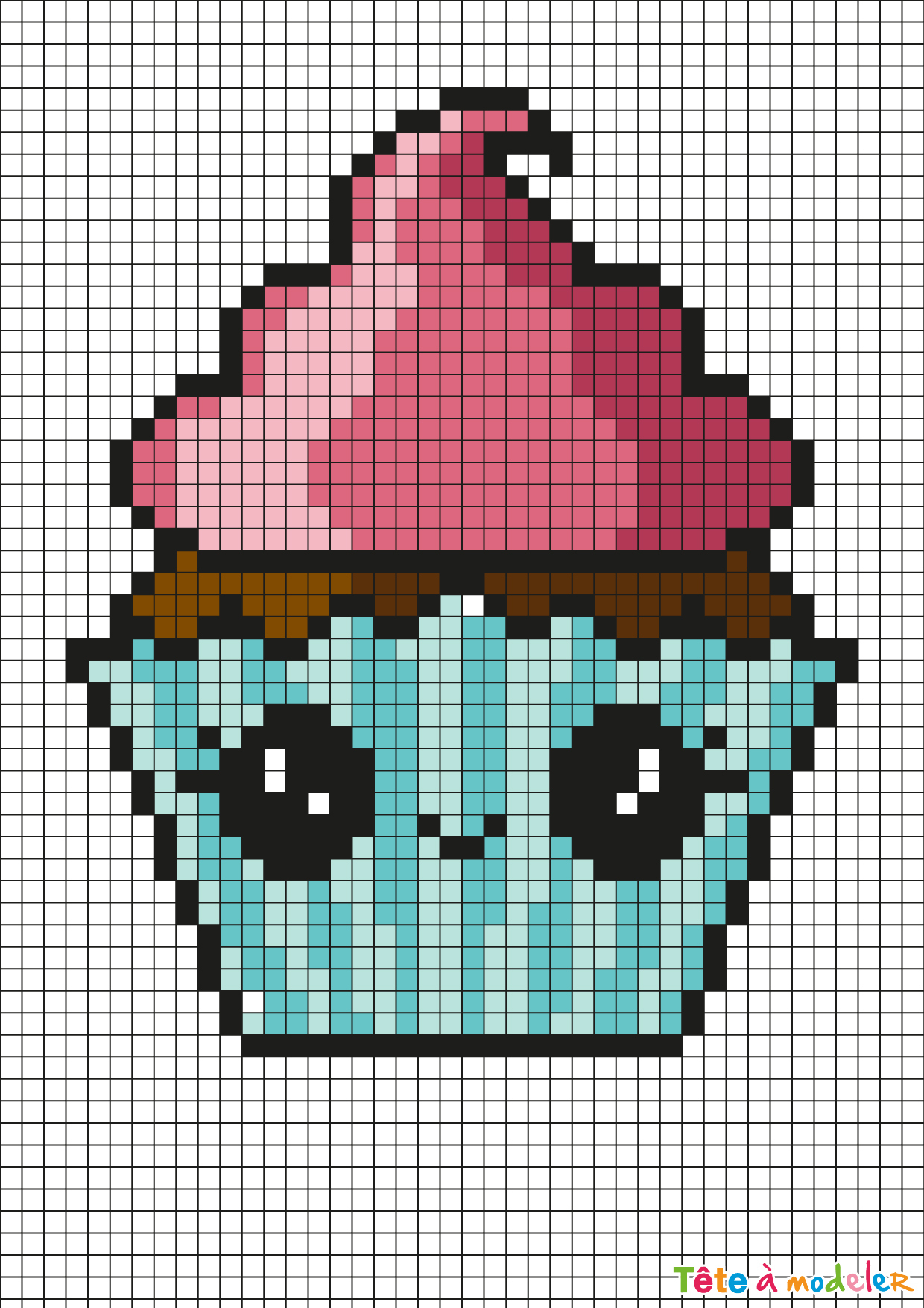 Pixel Art Cupcake Par Tête À Modeler dedans Pixel Art Facile Fille