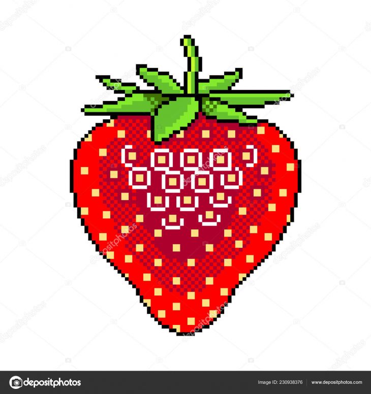 Pixel Strawberry | Pixel Art Strawberry Fruit Detailed à Pixel Art Fraise