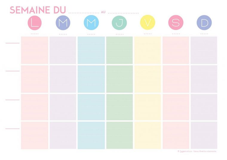 Planning De Semaine Et Agenda À Imprimer Gratuitement à Calendrier De La Semaine À Imprimer