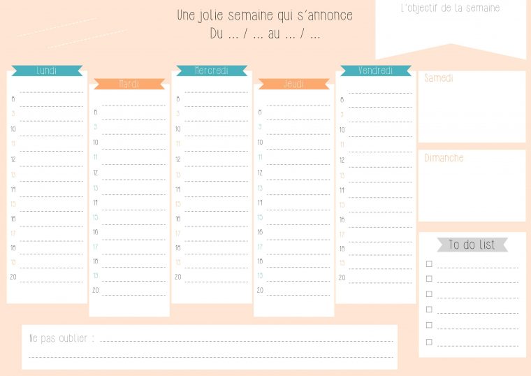 Planning De Semaine Et Agenda À Imprimer Gratuitement destiné Agenda 2018 À Imprimer Gratuit