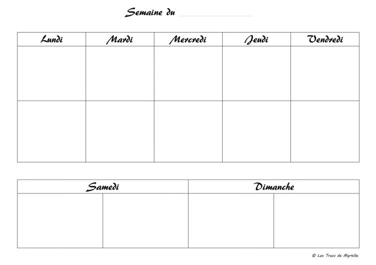 Planning Vierge Menu De La Semaine | Recettes Cookeo dedans Calendrier De La Semaine À Imprimer