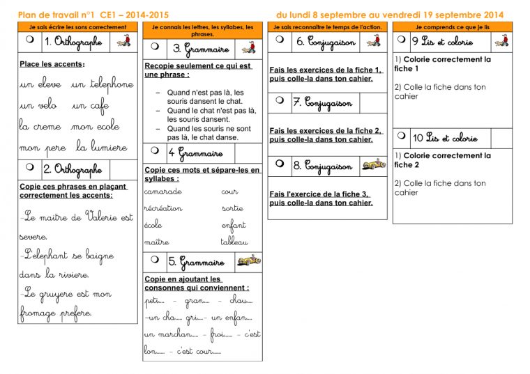 Plans De Travail Ce1 2014-2015 – Zaubette destiné Exercice Reproduction Sur Quadrillage Ce1