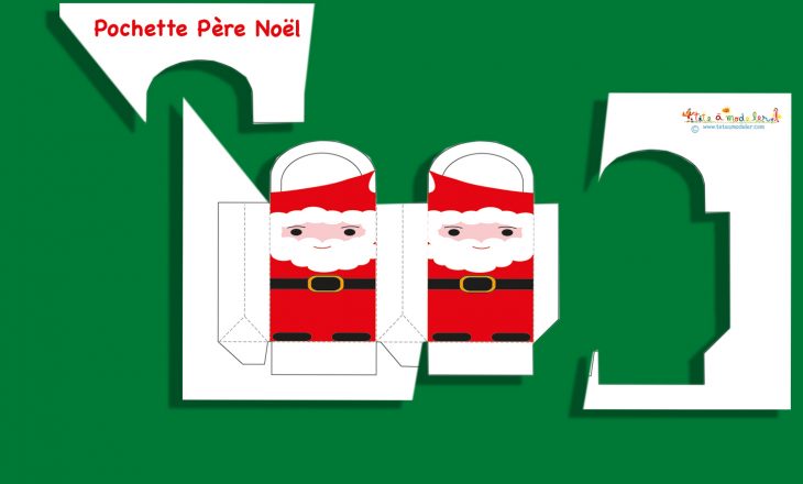 Pochette Cadeau Père De Noël -Père Noël Sur Tête À Modeler tout Pere Noel A Decouper