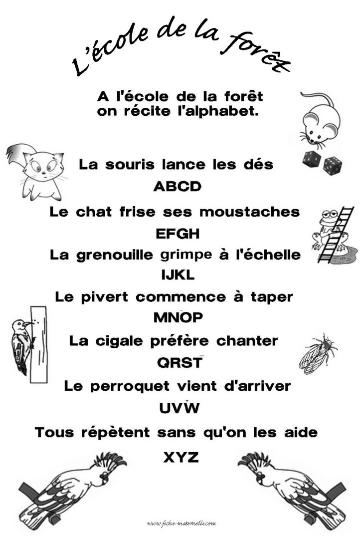 Poésies En Maternelle serapportantà Animaux Foret Maternelle