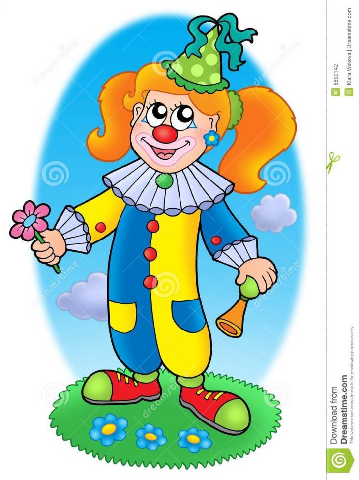 Pré De Fille De Clown De Dessin Animé Illustration Stock intérieur Dessin De Clown En Couleur