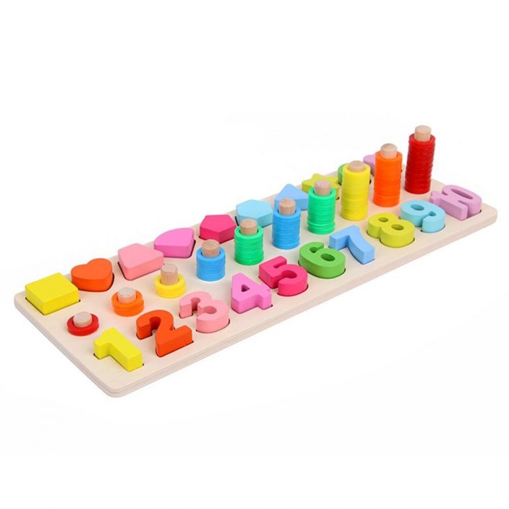 Préscolaire En Bois Montessori Jouets Compter Forme Géométrique Cognition  Match Bébé Éducation Précoce Aides Pédagogiques Jouets Mathématiques Pour pour Boite À Forme Montessori