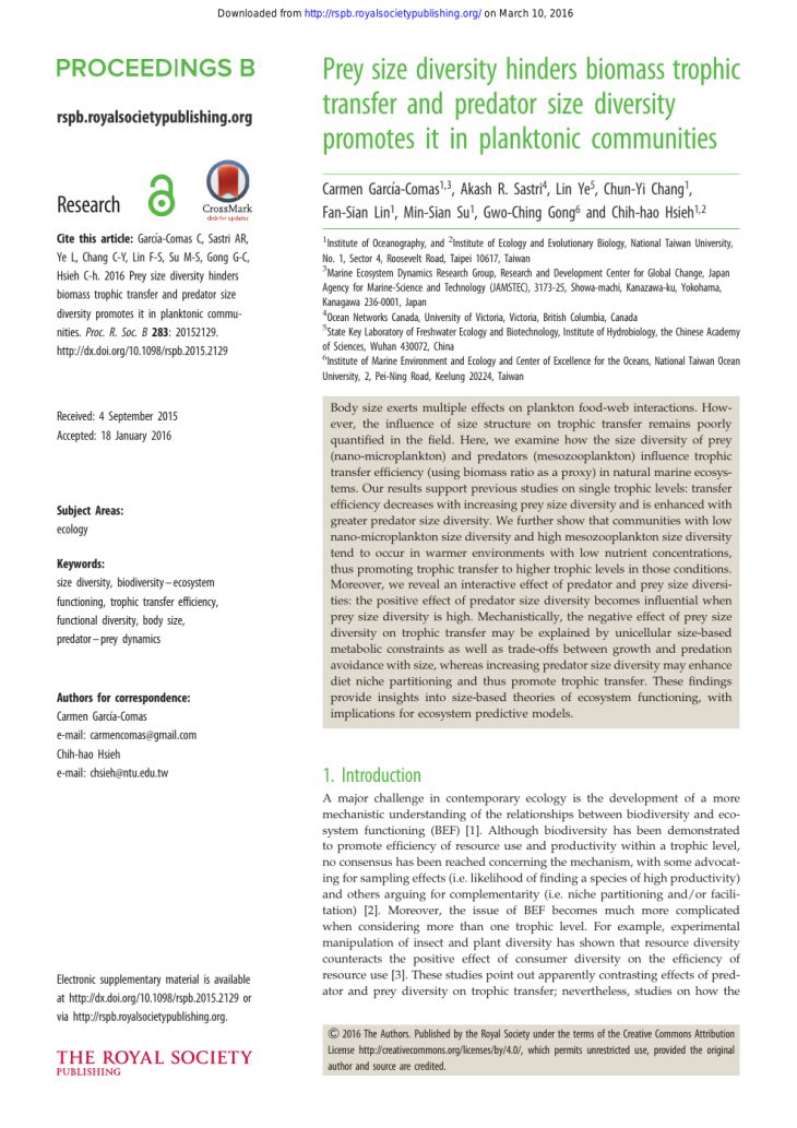 Prey Size Diversity Hinders Biomass Trophic Transfer And dedans Traits Obliques Ms