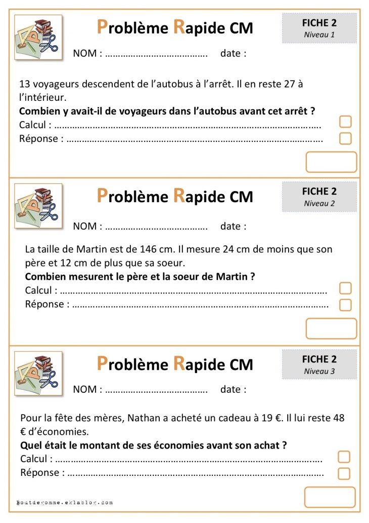Problèmes Cm2 | Bout De Gomme concernant Exercice Gratuit Cm2
