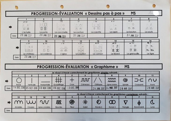 Progression-Évaluation Dessins "pas À Pas" Et Graphismes Ms concernant Évaluation Graphisme Ms