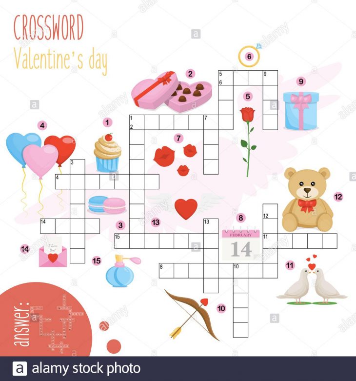 Puzzle À Mots Croisés Facile « Saint-Valentin », Pour Les avec Amusant Mots Fléchés