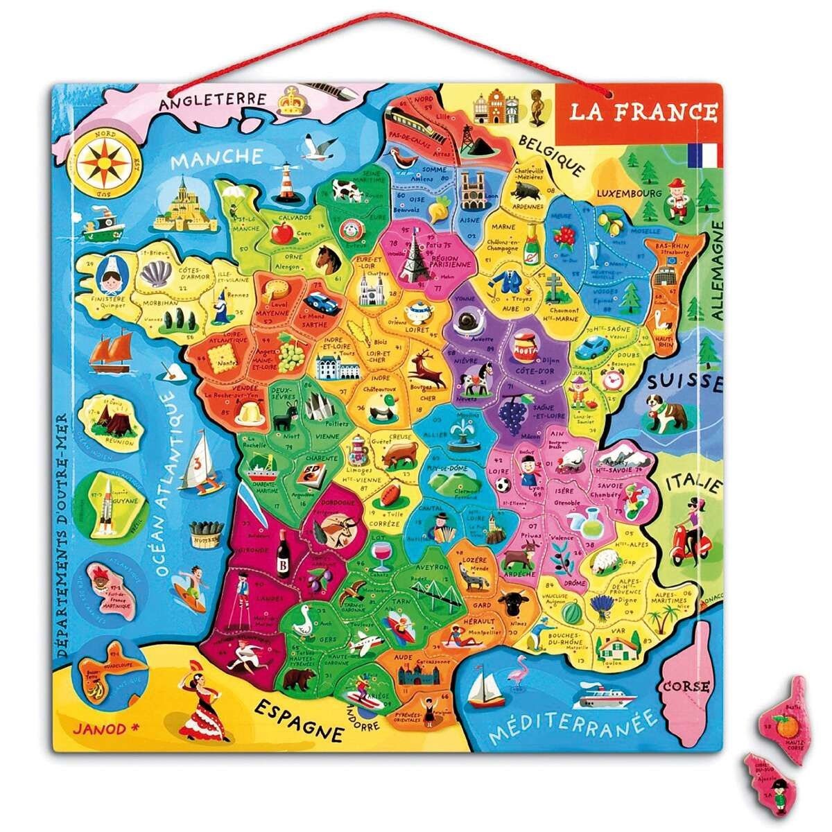Puzzle Carte De France Magnétique - 93 Pièces | Carte De intérieur Apprendre Carte De France 