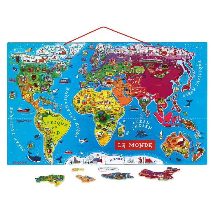 Puzzle Monde Magnétique – Planisphère De 92 Pièces – Janod encequiconcerne Planisphère Enfant