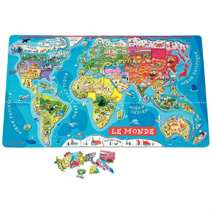 Puzzle Monde Magnétique – Planisphère De 92 Pièces – Janod serapportantà Planisphère Enfant